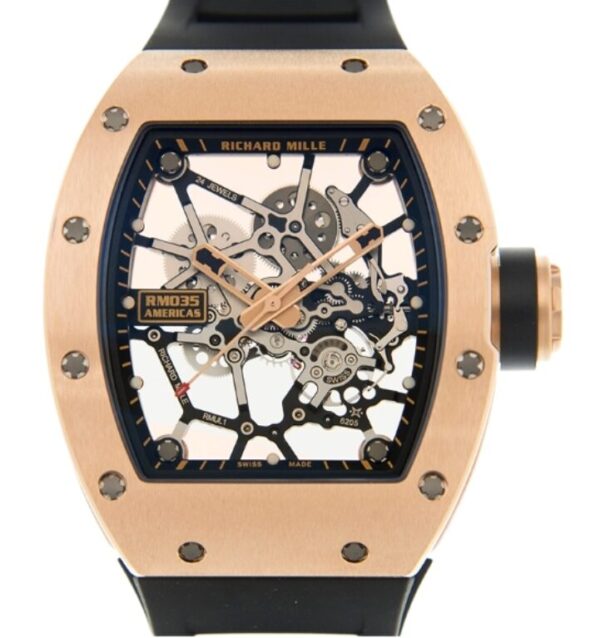 리차드밀 RM035 40mm Rose Gold Rubber Strap Skeletonized Dial[SONIC]