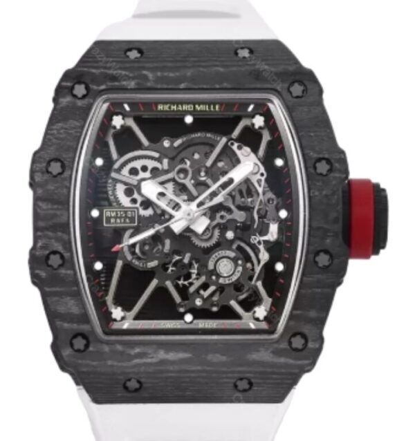 리차드밀 RM35-02 44.5mm Black Carbon Fiber White Rubber Strap Black Skeletonized[BBR]