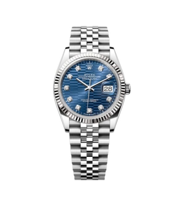 롤렉스 데이저스트 36mm 126234-0057 Full 904L Diamond Fluted Motif Blue Dial Jubilee[VS]