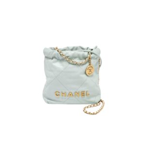 샤넬[chanel/팬더샵]22백 미니 핸드백(라이트블루/금장/램스킨)