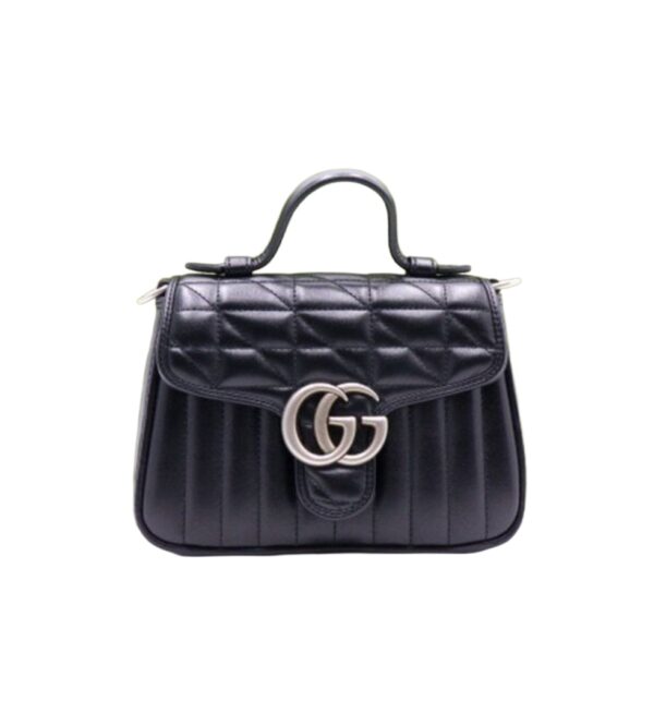 구찌[gucci/OC]GG 마몽 미니 탑 핸들백(블랙/은장)