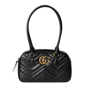 구찌[gucci/OC]GG 마몽 스몰 탑 핸들백(블랙/금장)