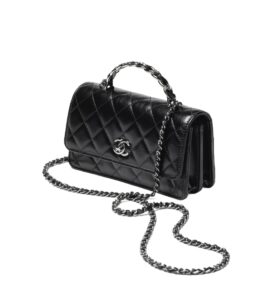 샤넬[chanel/팬더샵]WOC 체인 탑핸들 더블 플랩 백(블랙/은장/카프스킨)