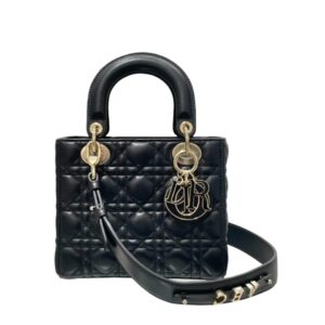 디올[dior/여왕]레이디 디올 ABC 스몰 백 컬러 팬던트(블랙/까나쥬/램스킨)