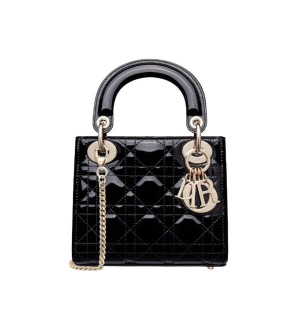 디올[dior/여왕]레이디 디올 미니 백(블랙 금장/까나쥬/페이턴트)