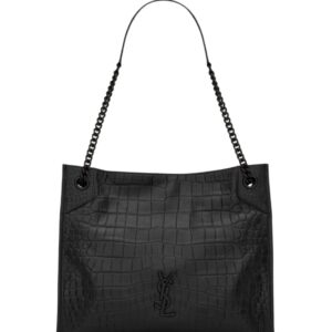 생로랑[ysl]크로커다일 니키 미디엄 쇼핑백(블랙)