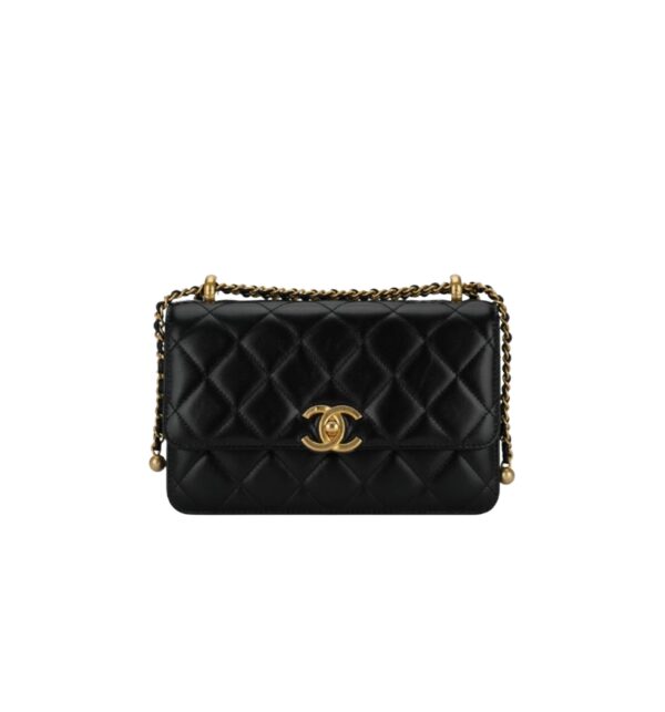 샤넬[chanel/팬더샵]클래식 더블 골드볼 스몰 플랩 백(블랙/금장/카프스킨)